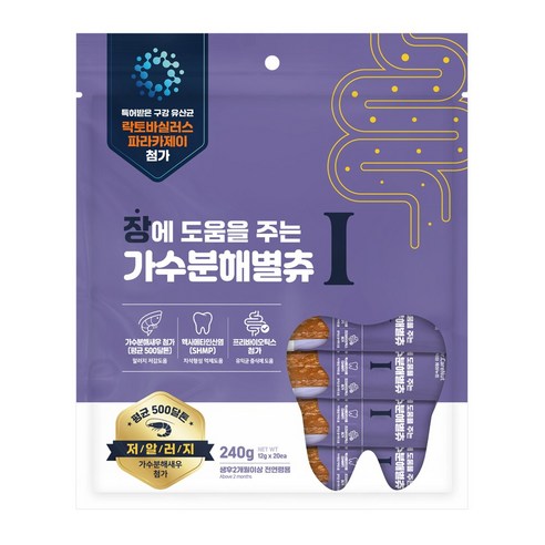 닥터케어누트 강아지 구강 특허 유산균 가수분해 간식 덴탈껌 별츄, 1개, 240g, I 장 케어