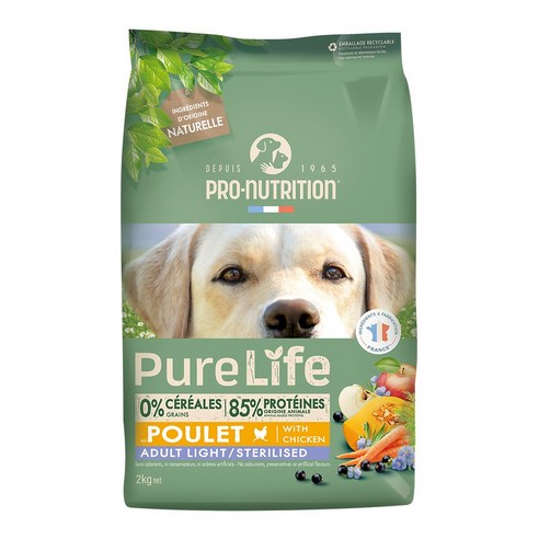 공식수입원 PL 퓨어라이프 독 라이트 중성화 사료 프랑스 그레인프리 체중관리사료, 1개, 2kg, 닭