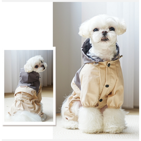 237 강아지 고양이 투톤 바람막이 우비 올인원 반려견 옷, 퍼플