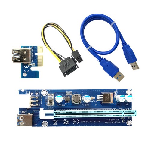 Ver009S PCIe 라이저 카드 어댑터 6핀 USB 3.0 어댑터 카드 1x ~ 16x, 60cm, 다중, ABS 플라스틱