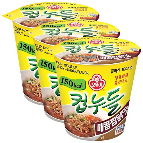 오뚜기 컵누들 매콤찜닭맛 45.5g 컵라면, 3개