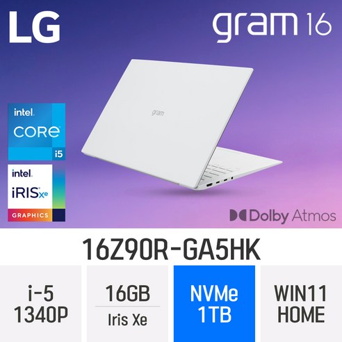 노트북  LG전자 2023 그램16 16Z90R-GA5HK, WIN11 Home, 16GB, 1TB, 코어i5, 화이트