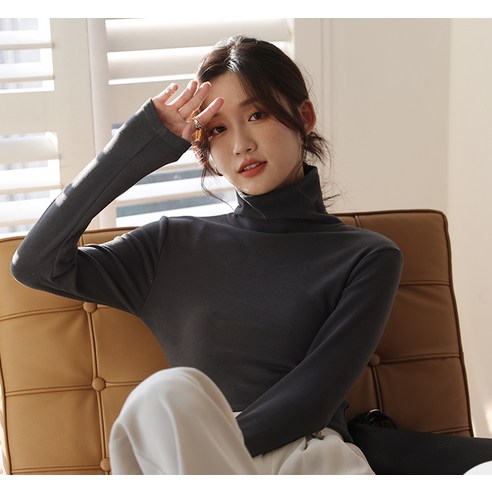 블링앤수 터틀 긴팔 기본핏 캐주얼 무지 니트 AZZ013