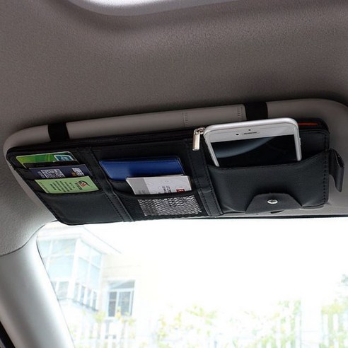 차량 운전 시 필요한 물품을 편리하게 수납할 수 있는 차량용 썬바이저 카드 안경집 지갑 핸드폰 홀더 포켓