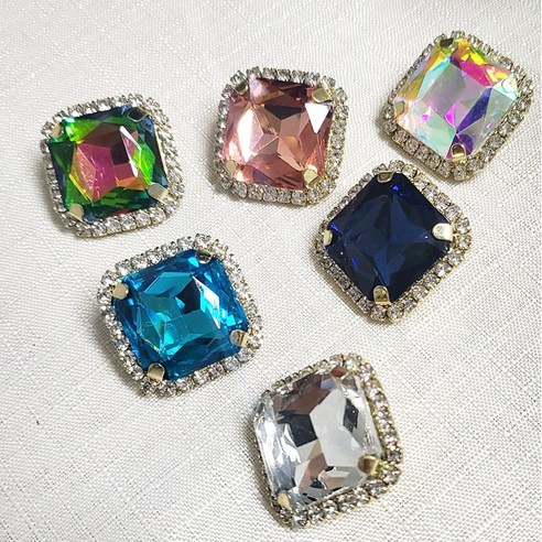 빛나는 예술작품, 비즈라이프 23mm 정사각 금도금 보석단추 오색을 만나다 보석단추