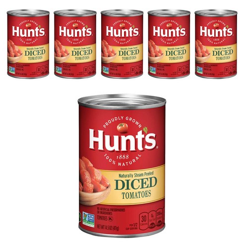 헌츠 다이스드 토마토 통조림 무지방, 411g, 6개