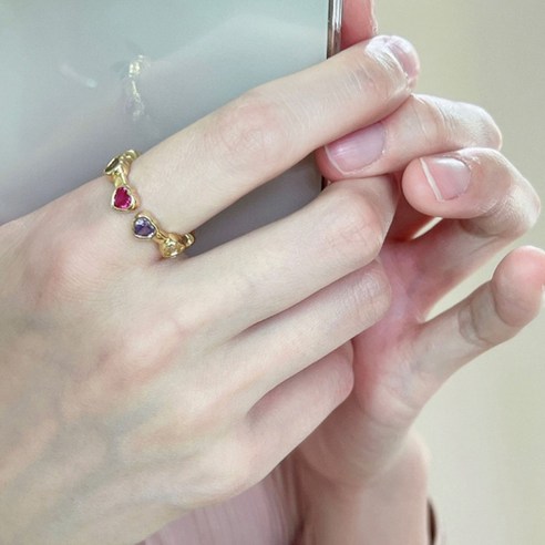 VICHIC여성용 색상 하트 오픈 커플링 반지