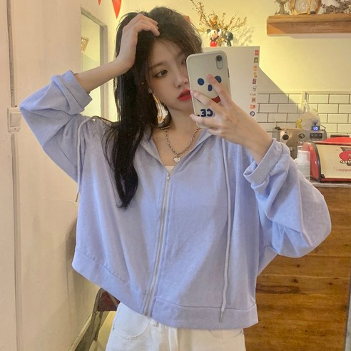 DFMEI 메쉬 썬 스크린 의류 여성 여름 얇은 느슨한 슈퍼 요정 셔츠 긴 소매 소금 시리즈 카디건 코트 요정 모든 매치, DFMEI 블루