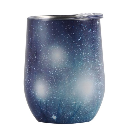 물컵 스테인리스강 와인컵 U형 계란 보온컵 달걀껍질 컵, 별빛이 희다, 12oz