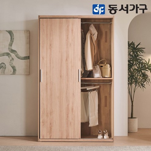 동서가구 이즈 비너스 1200 행거 슬라이딩 옷장, 내추럴 IFO040
