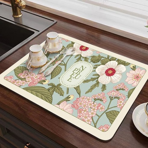 아이엔엠디 꽃무늬 심플 라인 주방 매트 규조토 설거지 건조 건조대, D. (40cmx50cm)