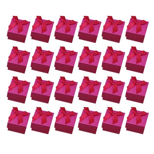 FCSHOP 24 팩 캔디 컬러 스퀘어 골판지 보석 상자 Bowknot 결혼식