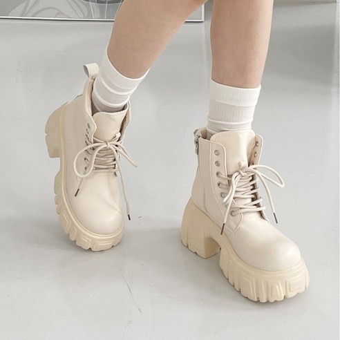 나나구두 라운드 레이스업 통굽 키높이 워커 8.5cm