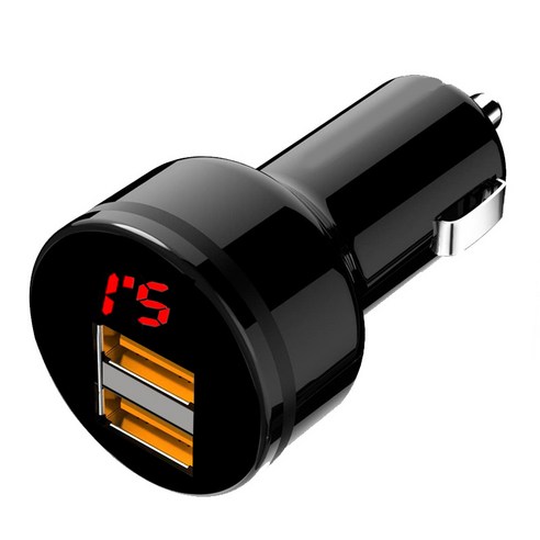3.1a 디지털 충전 스마트 디스플레이 듀얼 카차저 차량용 고속 충전기, 3.1a 블랙(opp 가방)
