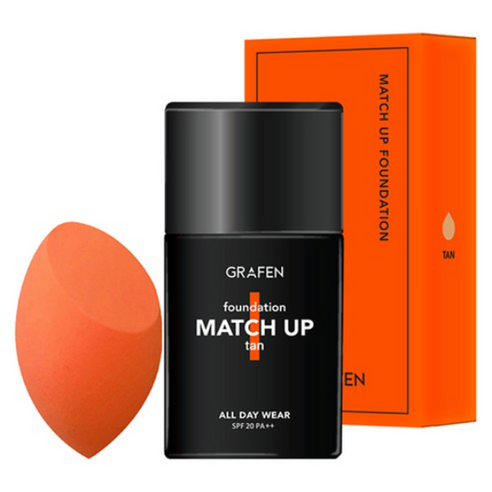그라펜 매치업 파운데이션 40ml + 엣지 컷 퍼프, 25호 탄, 4개