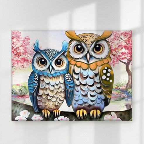 엔픽아트 캔버스형 보석십자수 40x50cm, MK090 부엉이가족, 1개