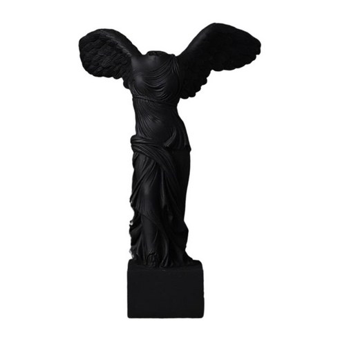 풍수 사모트라케 그리스 여신 동상의 날개 달린 승리 데스크탑 홈 장식 거실에 대한 수제 입상 폴리 수지 현재, 검은 색