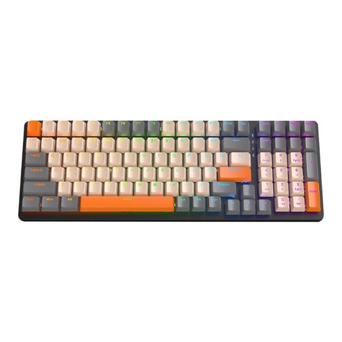 K6 100-Key RGB 키보드 게이밍 기계식 키보드 2.4G 블루투스 호환 5.0, 시머 레드 축 에디