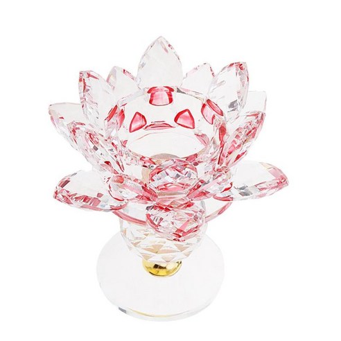 불교 연꽃 꽃 유리 Tealight 캔들 홀더 촛대 삽화 공예품, 레드, 크리스탈, 클래식