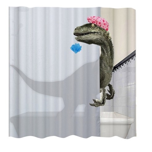 사랑스러운 목욕 공룡 인쇄 샤워 커튼 방수 욕실 커튼 욕실 샤워 액세서리 장식 목욕 커튼 180X200Cm, 하나, 보여진 바와 같이