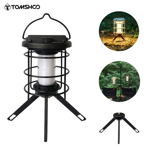 TOMSHOO 감성 캠핑 led 랜턴 조명 + 삼각대, 블랙