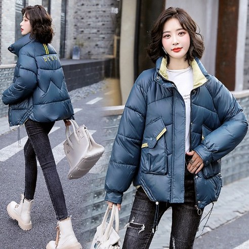 Mao여성 면직물 재킷 밝은 표면 짧은 겨울 새로운 한국어 스타일 느슨한 코트 코튼 패딩 재킷 유행