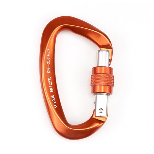 Carabiner 등반 생존 D 모양 구조 버클 클립 휴대용 등산 키 체인 여행 교수형 Karabiner, 주황색