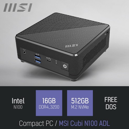 MSI Cubi N100 ADL, RAM 4GB+NVMe 256GB, 블랙, FREE DOS Best Top5