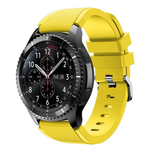 Samsung Gear S3 / Galaxy Watch 46mm 시계 내구성 끈을위한 실리콘 손목 밴드, 노랑