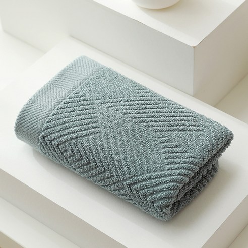 1+1 고양 순면 수건 32줄 자카드 선물 자수 세수 전면 면수건, 청록색., 32*72cm