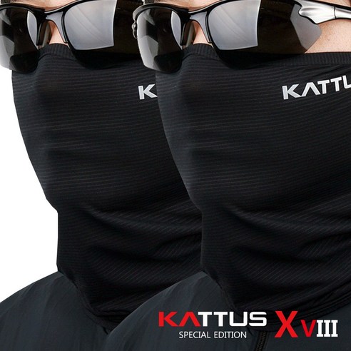 KATTUS 카투스 골프마스크 쿨넥워머 1+1 냉감마스크 바라클라바 오토바이마스크 자외선차단마스크 메쉬 자전거 골프마스크 낚시 멀티스카프 쿨햇빛가리개 쿨링, 블랙 2pcs, 2개