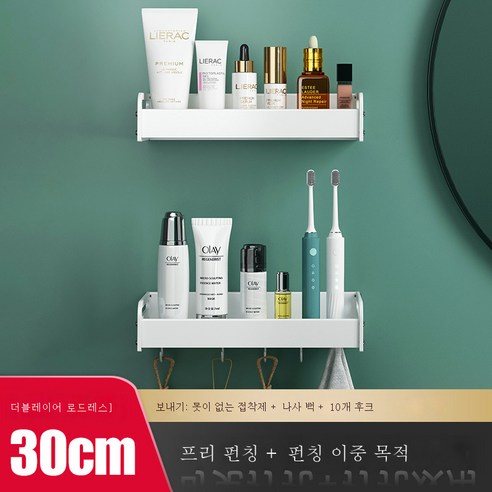 DFMEI 욕실 욕실 벽없는 펀칭 세탁기 화장실 벽 화장실 용품 수건 저장 선반, 욕실 랙 -30 더블 레이어