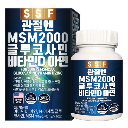 순수식품 관절 MSM 2000 글루코사민 비타민D 엠에스엠 3박스(180정), 60정, 3개