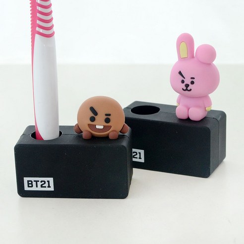 BT21 칫솔홀더_COOKY+SHOOKY 칫솔 꽂이 거치대 bt21타투스티커[서머스카이]