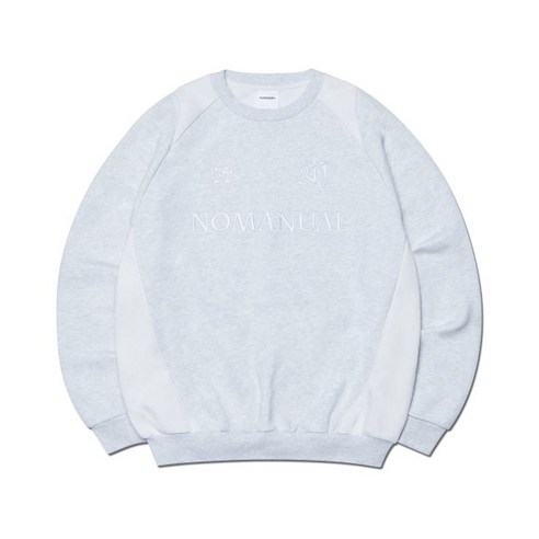 (국내배송) NOMANUAL 노매뉴얼 EMBLEM SWEATSHIRT WHITE MELANGE