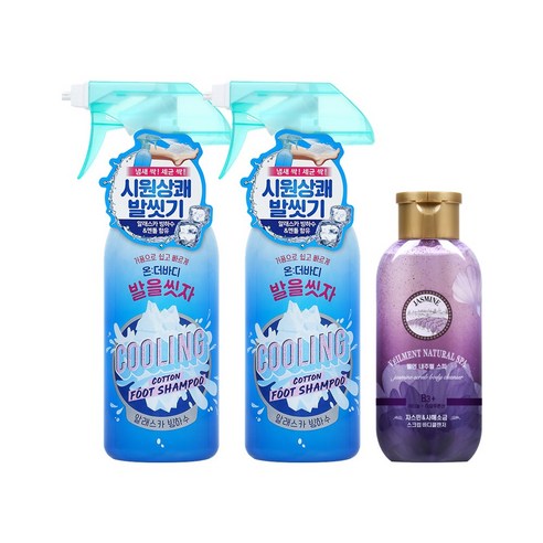 온더바디 코튼풋 발을씻자 풋샴푸 쿨링 385mlX2개+벨먼 스파 자스민바디워시200ml, 단품, 단품