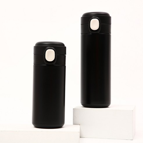 [다나에]304스테인레스 스틸 미니 휴대용 보온병 컵, 블랙-일반, {"사이즈":"320ml"}