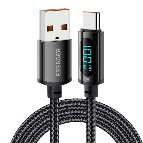   Essager C타입 USB3.0 고속충전케이블, 2m, 블랙, 1개