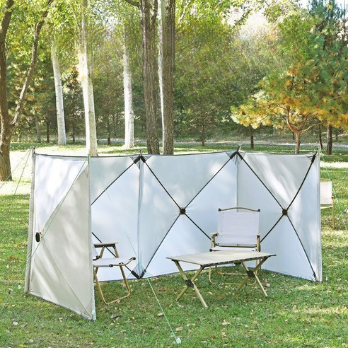 윈드스크린 바람막이 캠핑 원터치 면 사이드월 타프스크린 가림막 윈드브레이크 대형, 5.6x1.4미터x자형텐트폴 회색