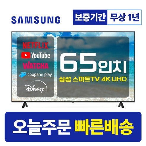 삼성 65인치 TV 4K UHD 스마트TV 65CU8000 23년형 고급형 LED 미러링 넷플릭스 유튜브, 지방권벽걸이(상하브라켓)