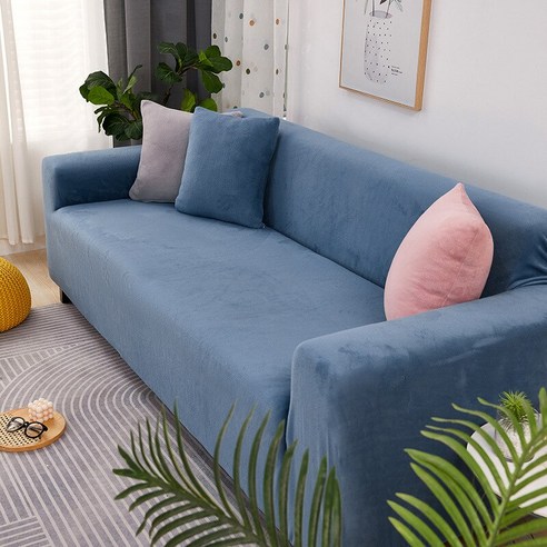 벨벳 플러시 L 모양의 소파 커버 거실 탄성 가구 소파 Slipcover Chaise Longue 코너 소파 커버 스트레치, 1pc 90-140cm, 03
