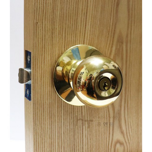 Wing 8300G 원형 방문 손잡이 PB(금색) 침실용, 1개