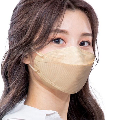 에어에이드 비말차단 마스크 3D접이식 대형 성인용, 50개입, 1개, 베이지