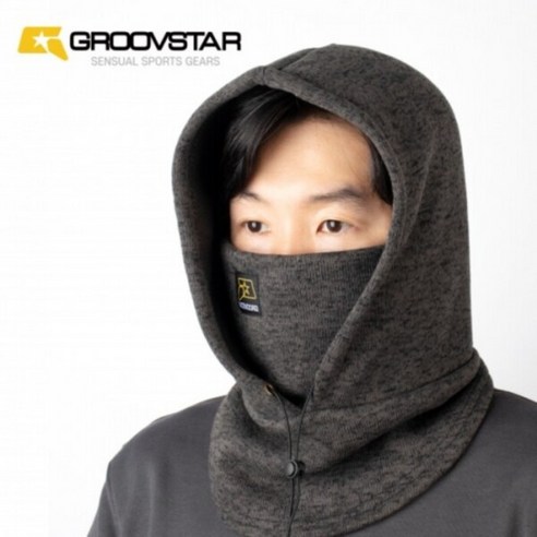 그루브스타 동계 방한 겨울 니트 후드 넥워머, 블랙
