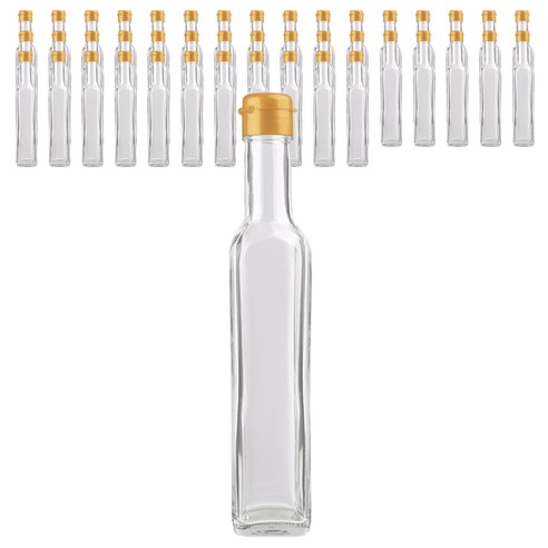 가인글로벌 사각오일250 DA 투명 유리병 기름병 오일병 양념병, 원터치캡(소) 골드, 44개, 250ml