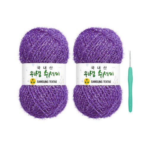울클럽 사각 웨이브 수세미 DIY 위생수세미실 2볼세트(동영상제공), 713 보라, 713 보라