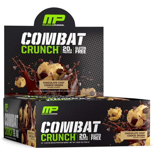 머슬팜 컴뱃 글루텐 프리 프로틴바, 12개입, 초콜릿 칩 쿠키 도우(Chocolate Chip Cookie Dough)