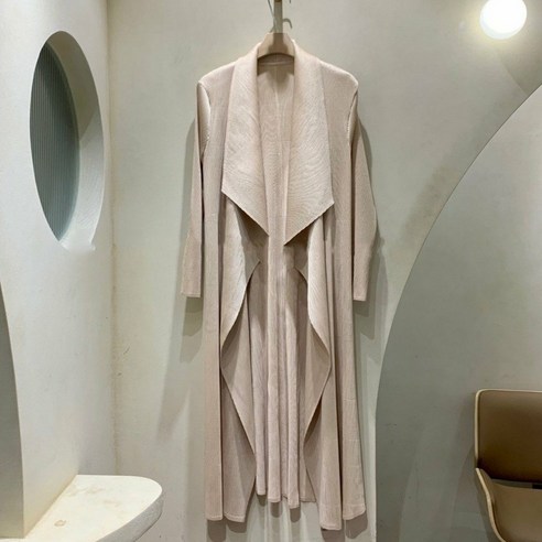 [플리츠 정품] 럭스 와이드 롱 플리츠 가디건 여성 마담 중년 가을 봄