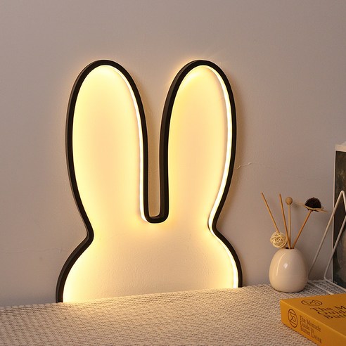베리어스몰 4색 LED 토끼 무드등, 30*29cm, 블랙