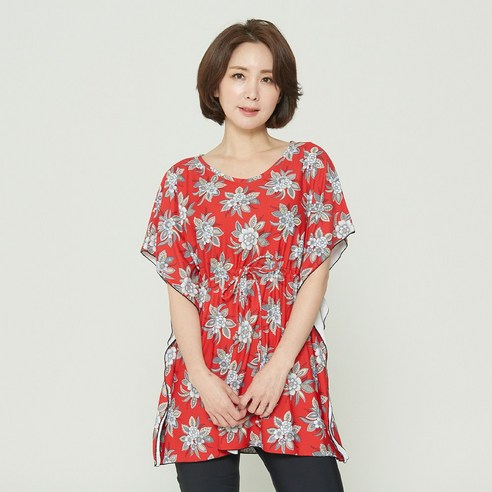 일리카이 여성용 로즈레드 루즈핏수영복 상의 + 하의 세트
